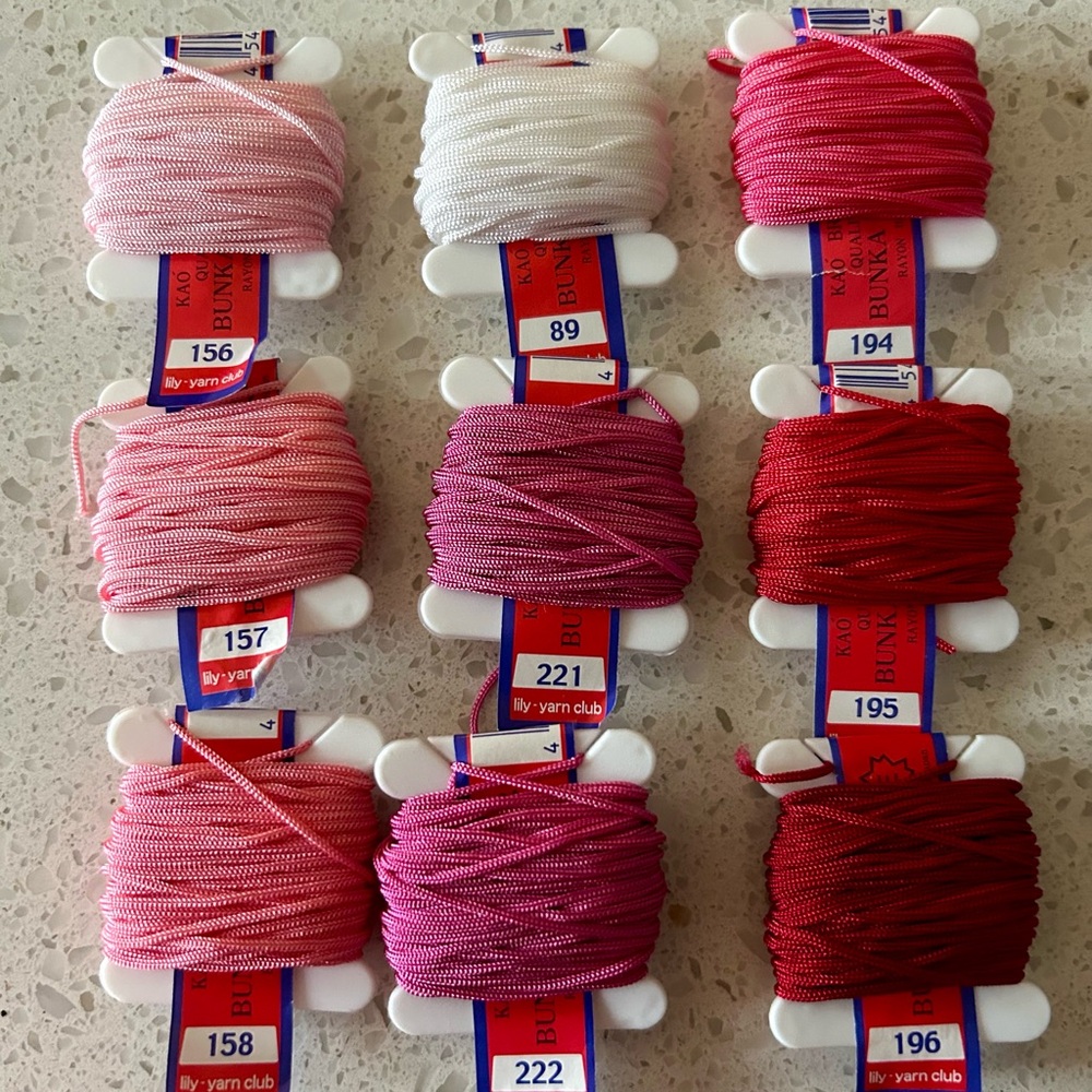 Bunka Japanese Embroidery Thread  - Pink and Red Shades